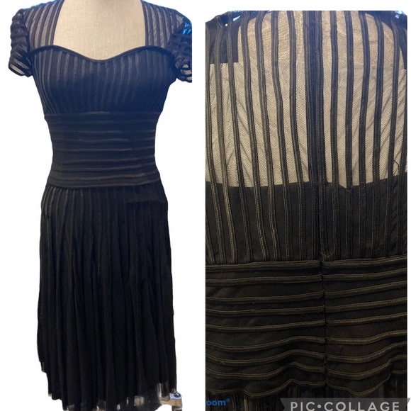 JS COLLECTIONS sz2 black sewn stripe design dress - Picture 1 of 8